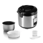 GourmetMaxx KLX10 inox 400W 2.2L elektromos luxus rizsfőző és pároló 1 liter töltőkapacitással, nemesacél, automata risotto készítő, melegentartás funkcióval (14655)