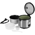 GourmetMaxx KLX10 inox 400W 2.2L elektromos luxus rizsfőző és pároló 1 liter töltőkapacitással, nemesacél, automata risotto készítő, melegentartás funkcióval (14655)