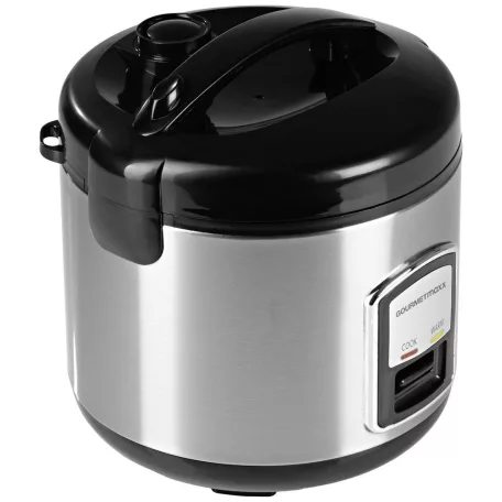 GourmetMaxx KLX10 inox 400W 2.2L elektromos luxus rizsfőző és pároló 1 liter töltőkapacitással, nemesacél, automata risotto készítő, melegentartás funkcióval (14655)