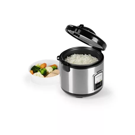 GourmetMaxx KLX10 inox 400W 2.2L elektromos luxus rizsfőző és pároló 1 liter töltőkapacitással, nemesacél, automata risotto készítő, melegentartás funkcióval (14655)