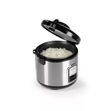 GourmetMaxx KLX10 inox 400W 2.2L elektromos luxus rizsfőző és pároló 1 liter töltőkapacitással, nemesacél, automata risotto készítő, melegentartás funkcióval (14655)