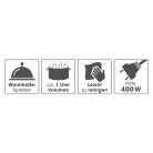 GourmetMaxx KLX10 inox 400W 2.2L elektromos luxus rizsfőző és pároló 1 liter töltőkapacitással, nemesacél, automata risotto készítő, melegentartás funkcióval (14655)