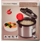 GourmetMaxx KLX10 inox 400W 2.2L elektromos luxus rizsfőző és pároló 1 liter töltőkapacitással, nemesacél, automata risotto készítő, melegentartás funkcióval (14655)