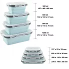 GOURMETMaxx 15096 Food Container Box 4 darabos (8 részes) összecsukható, hőálló szilikon élelmiszer tároló, frissentartó doboz szett fedővel 380 / 600 / 850 / 1300 ml
