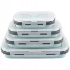 GOURMETMaxx 15096 Food Container Box 4 darabos (8 részes) összecsukható, hőálló szilikon élelmiszer tároló, frissentartó doboz szett fedővel 380 / 600 / 850 / 1300 ml