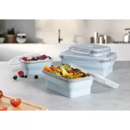 GOURMETMaxx 15096 Food Container Box 4 darabos (8 részes) összecsukható, hőálló szilikon élelmiszer tároló, frissentartó doboz szett fedővel 380 / 600 / 850 / 1300 ml