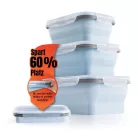 GOURMETMaxx 15096 Food Container Box 4 darabos (8 részes) összecsukható, hőálló szilikon élelmiszer tároló, frissentartó doboz szett fedővel 380 / 600 / 850 / 1300 ml