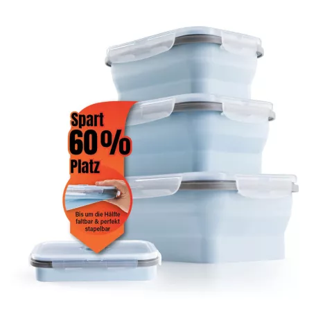 GOURMETMaxx 15096 Food Container Box 4 darabos (8 részes) összecsukható, hőálló szilikon élelmiszer tároló, frissentartó doboz szett fedővel 380 / 600 / 850 / 1300 ml