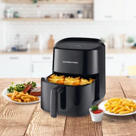 GourmetMaxx HF-302A kompakt digitális Air Fryer 3.3L 1400W légkeveréses sütő, olajmentes olajsütő, forrólevegős sütő, Digital AirFryer (15200)