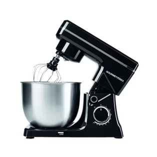   GourmetMaxx GM-15490 fekete 1500W 5L planetáris mixer, konyhai robotgép, 10 sebességfokozattal, 5 literes inox keverőtállal, multifunkciós fröccsenésgátló fedéllel