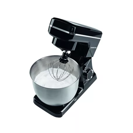 GourmetMaxx GM-15490 fekete 1500W 5L planetáris mixer, konyhai robotgép, 10 sebességfokozattal, 5 literes inox keverőtállal, multifunkciós fröccsenésgátló fedéllel