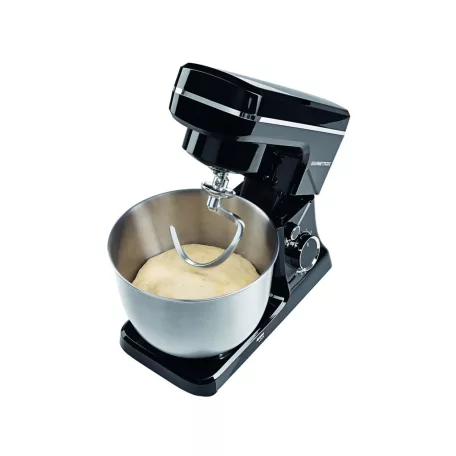 GourmetMaxx GM-15490 fekete 1500W 5L planetáris mixer, konyhai robotgép, 10 sebességfokozattal, 5 literes inox keverőtállal, multifunkciós fröccsenésgátló fedéllel