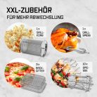 Gourmetmaxx 16409 AirFryer 1800W 12.5 literes XXL 9 az 1-ben Air Fryer, grillcsirke és kebab sütő, forrólevegős, légkeveréses digitális sütő, minisütő, forgó grillel, 3 grillráccsal, tepsivel
