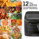 Gourmetmaxx 16409 AirFryer 1800W 12.5 literes XXL 9 az 1-ben Air Fryer, grillcsirke és kebab sütő, forrólevegős, légkeveréses digitális sütő, minisütő, forgó grillel, 3 grillráccsal, tepsivel