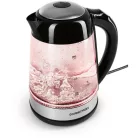 GourmetMaxx 16533 digitális, szabályozható hőfokú 2200W 1.7L inox - fekete üveg vízforraló, hőre színváltó LED világítással, melegentartás funkcióval