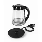 GourmetMaxx 16533 digitális, szabályozható hőfokú 2200W 1.7L inox - fekete üveg vízforraló, hőre színváltó LED világítással, melegentartás funkcióval