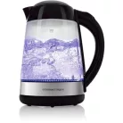 GourmetMaxx 16533 digitális, szabályozható hőfokú 2200W 1.7L inox - fekete üveg vízforraló, hőre színváltó LED világítással, melegentartás funkcióval