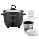 GOURMETmaxx DS-19178 fekete 400W 1L elektromos rizsfőző és pároló üvegfedővel, 1 liter / 800 gramm töltőkapacitással, melegentartás funkcióval