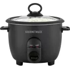 GOURMETmaxx DS-19178 fekete 400W 1L elektromos rizsfőző és pároló üvegfedővel, 1 liter / 800 gramm töltőkapacitással, melegentartás funkcióval