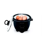 GOURMETmaxx DS-19178 fekete 400W 1L elektromos rizsfőző és pároló üvegfedővel, 1 liter / 800 gramm töltőkapacitással, melegentartás funkcióval