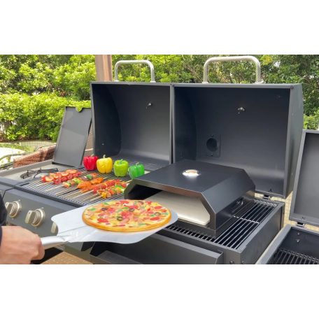 Hausmeister | GardenMeister GM 2004 PizzaBox 30 cm pizzához pizzakővel, pizzasütő kemence (doboz) kivehető kerámialappal kerti grillezőhöz, faszenes grillsütőhöz, gázgrillhez (Pizza kemence)