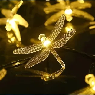   Garden Meister GM 3015 Dragonfly 680 cm 25 LED melegfehér kültéri napelemes (szolár) szitakötő fényfüzér 2 funkcióval (folyamatos világítás / villogó fény), IP44
