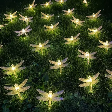 Garden Meister GM 3015 Dragonfly 680 cm 25 LED melegfehér kültéri napelemes (szolár) szitakötő fényfüzér 2 funkcióval (folyamatos világítás / villogó fény), IP44