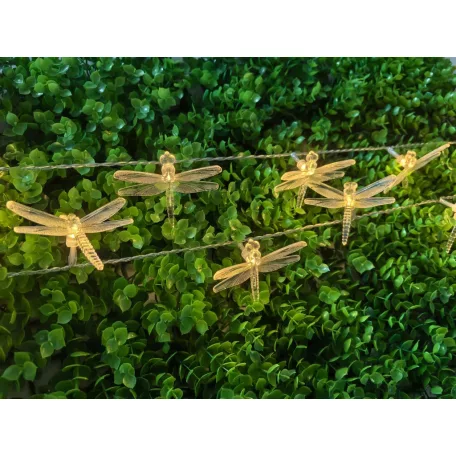 Garden Meister GM 3015 Dragonfly 680 cm 25 LED melegfehér kültéri napelemes (szolár) szitakötő fényfüzér 2 funkcióval (folyamatos világítás / villogó fény), IP44