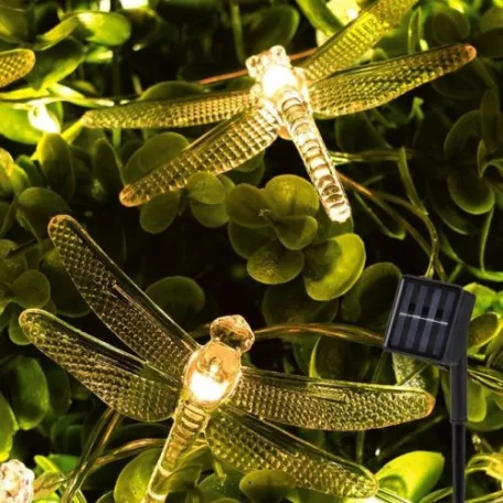 Garden Meister GM 3015 Dragonfly 680 cm 25 LED melegfehér kültéri napelemes (szolár) szitakötő fényfüzér 2 funkcióval (folyamatos világítás / villogó fény), IP44