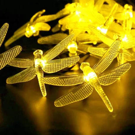 Garden Meister GM 3015 Dragonfly 680 cm 25 LED melegfehér kültéri napelemes (szolár) szitakötő fényfüzér 2 funkcióval (folyamatos világítás / villogó fény), IP44