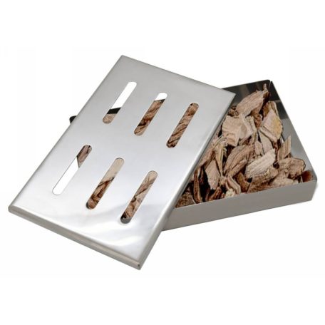 GrillMeister Smoker Box BBQ 21 x 13 x 3.5 cm nemesacél inox füstölődoboz, füstölő box intenzív grillaromához, faszén-, gáz- és pellet tüzelésű grillekhez
