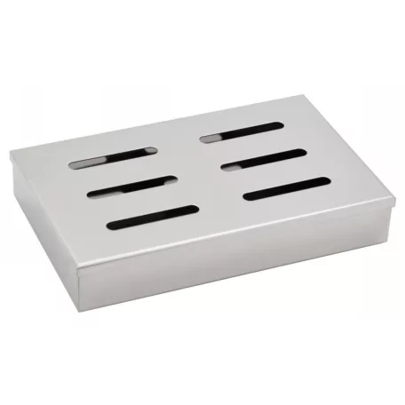 GrillMeister Smoker Box BBQ 21 x 13 x 3.5 cm nemesacél inox füstölődoboz, füstölő box intenzív grillaromához, faszén-, gáz- és pellet tüzelésű grillekhez