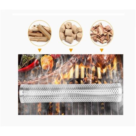 GrillMeister Smoker Tube BBQ 30 x 5 cm nemesacél inox füstölőcső intenzív grillaromához, faszén-, gáz- és pellet tüzelésű grillekhez