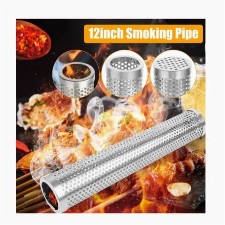 GrillMeister Smoker Tube BBQ 30 x 5 cm nemesacél inox füstölőcső intenzív grillaromához, faszén-, gáz- és pellet tüzelésű grillekhez