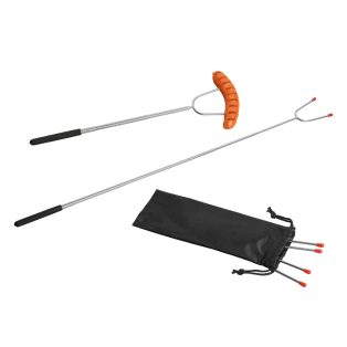   GrillMeister 2 darabos rozsdamentes acél teleszkópos grillnyárs, szalonnasütő nyárs 24 - 86 cm, tároló és hordozó tasakkal (Expandable Barbecue Skewers)