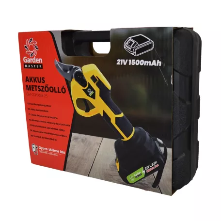 GardenMaster 21V 1500 mAh bypass akkus metszőolló, ágvágó olló akkuval és töltővel, kofferben (GM-CDPS038-25)