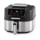 GOURMETmaxx FryBBQ inox 2 az 1-ben 360° digitális Air Fryer és BBQ grill 2000W, 5L kosárrral, érintőkijelzővel és húshőmérővel (19177)