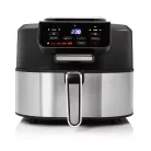 GOURMETmaxx FryBBQ inox 2 az 1-ben 360° digitális Air Fryer és BBQ grill 2000W, 5L kosárrral, érintőkijelzővel és húshőmérővel (19177)