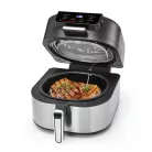 GOURMETmaxx FryBBQ inox 2 az 1-ben 360° digitális Air Fryer és BBQ grill 2000W, 5L kosárrral, érintőkijelzővel és húshőmérővel (19177)