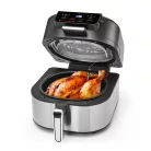 GOURMETmaxx FryBBQ inox 2 az 1-ben 360° digitális Air Fryer és BBQ grill 2000W, 5L kosárrral, érintőkijelzővel és húshőmérővel (19177)