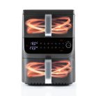 GourmetMaxx DS-16404 Fry Up Air Fryer 2500W 3.5L + 6.5L családi, 10 literes XXL digitális AirFryer 2 függőleges fiókkal, LCD kijelzővel, 10 programmal, kompakt méretben 8 személynek