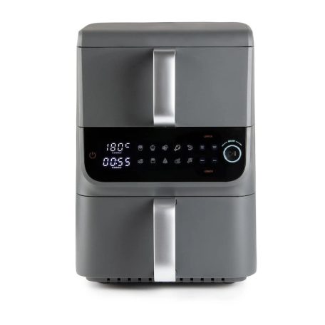 GourmetMaxx DS-16404 Fry Up Air Fryer 2500W 3.5L + 6.5L családi, 10 literes XXL digitális AirFryer 2 függőleges fiókkal, LCD kijelzővel, 10 programmal, kompakt méretben 8 személynek