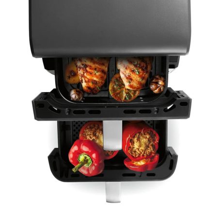 GourmetMaxx DS-16404 Fry Up Air Fryer 2500W 3.5L + 6.5L családi, 10 literes XXL digitális AirFryer 2 függőleges fiókkal, LCD kijelzővel, 10 programmal, kompakt méretben 8 személynek