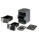 GourmetMaxx DS-16404 Fry Up Air Fryer 2500W 3.5L + 6.5L családi, 10 literes XXL digitális AirFryer 2 függőleges fiókkal, LCD kijelzővel, 10 programmal, kompakt méretben 8 személynek