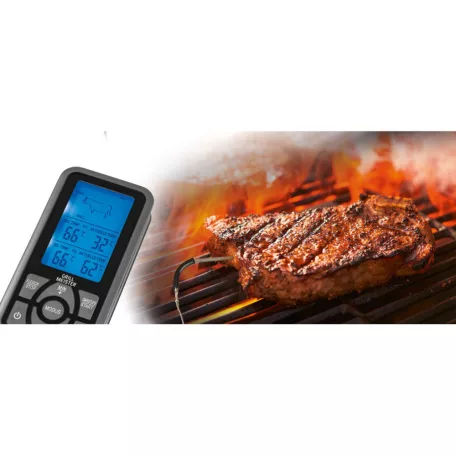 Grill Meister GFGT-433 B2 BBQ vezeték nélküli rádiófrekvenciás digitális grillhőmérő övre csíptethető LCD kijelzővel