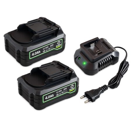 DIY Master / GardenMaster E-Master 2 x 20V 4Ah DUPLA akku és töltő szett, 2 db Makita kompatibilis 4000 mAh li-ion akkumulátor + 1 db 21.5V 2.2A hálózati töltő Garden Master E-Master kerti gépekhez