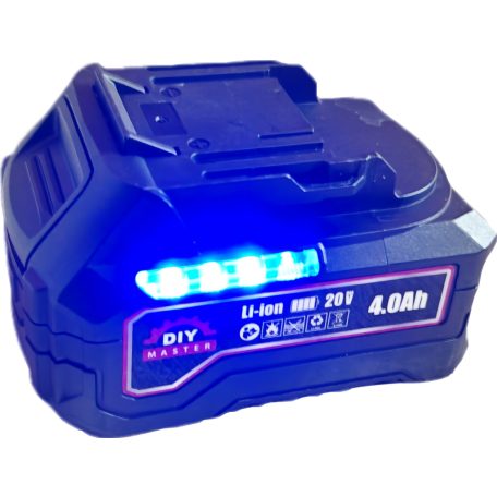 DIY Master / GardenMaster E-Master 2 x 20V 4Ah DUPLA akku és töltő szett, 2 db Makita kompatibilis 4000 mAh li-ion akkumulátor + 1 db 21.5V 2.2A hálózati töltő Garden Master E-Master kerti gépekhez