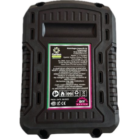 DIY Master / GardenMaster E-Master 20V 4Ah akku és töltő szett, Makita kompatibilis 4000 mAh li-ion akkumulátor + 21.5V 2.2A hálózati töltő Garden Master E-Master kerti gépekhez