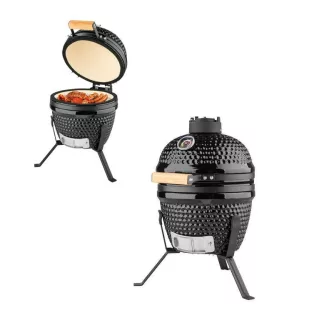   Grill Meister Kansas Mini Kamado Barbecue kerámia grill 26.5 cm kerámiabetétes faszenes kerti grillsütő (11820)
