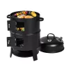  BBQ Grill Meister Kansas / GardenMeister 3 in 1 Smoker Grill, Füstölő grill | Hausmeister GM 2005 BBQ multifunkciós faszenes kerti grill, füstölőkemence, 52 x 40 x 80 cm 3 szintes grillsütő és füstölő
